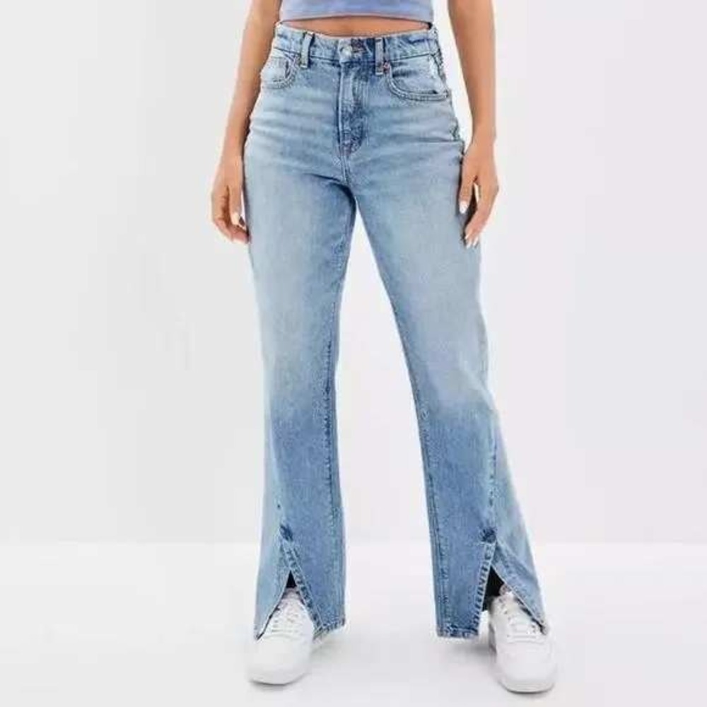 American Eagle 90s Bootcut Jeans Size 0 28 Waist Light Wash Stretch Y2K